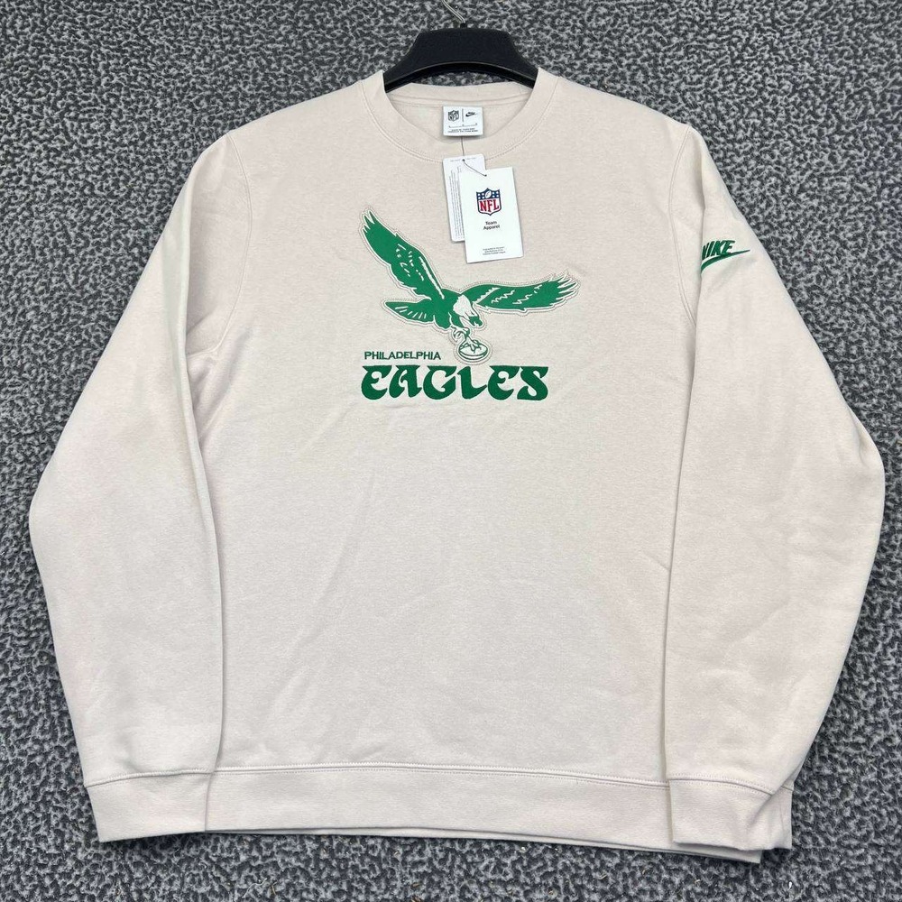 Nike Philadelphia Eagles NFL Sweatshirt Men Large Beige Crewneck Pullover New L